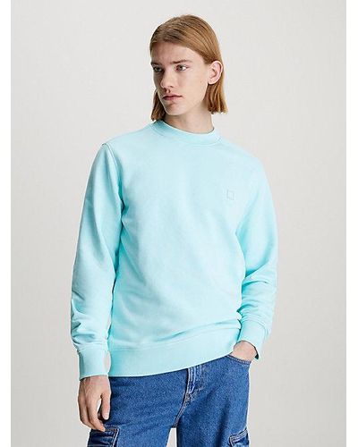 Calvin Klein Sweatshirt Met Embleem Van Badstofkatoen - Blauw