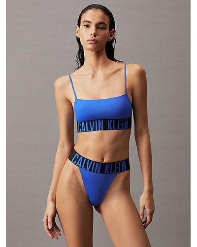 Calvin Klein String Met Hoge Beenuitsnijding - Intense Power - Blauw