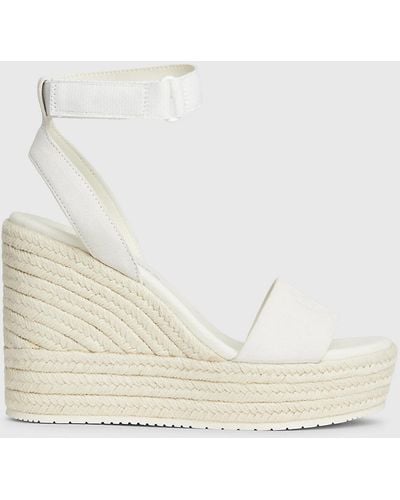 Calvin Klein Suede Espadrille Wedge Sandals - Natural