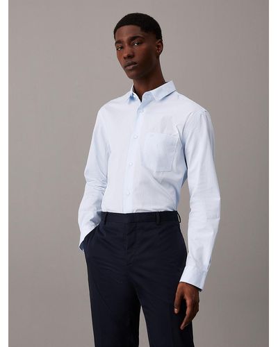 Calvin Klein Poplin Stretch Striped Shirt - White