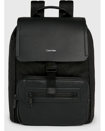 Calvin Klein Sac à dos à rabat en jacquard avec logo - Noir