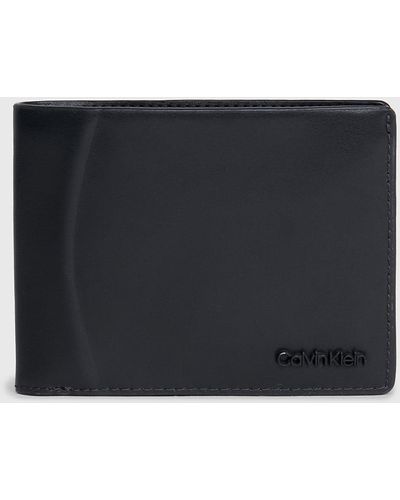 Calvin Klein Portefeuille 3 volets en cuir anti-RFID - Noir
