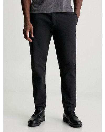 Calvin Klein Pantalón de chándal Tapered de sarga de algodón - Negro