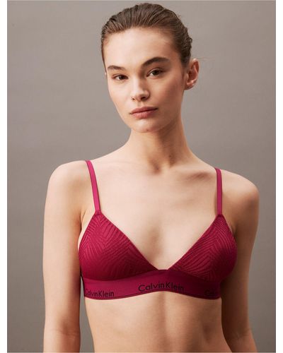 Calvin Klein Modern Lace Lightly Lined Triangle Bralette - Red