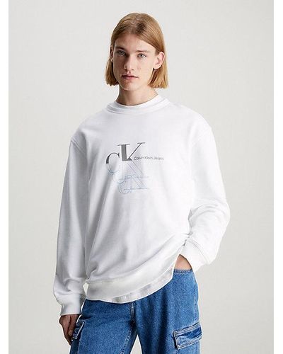 Calvin Klein Relaxed Sweatshirt Met Monogram - Wit