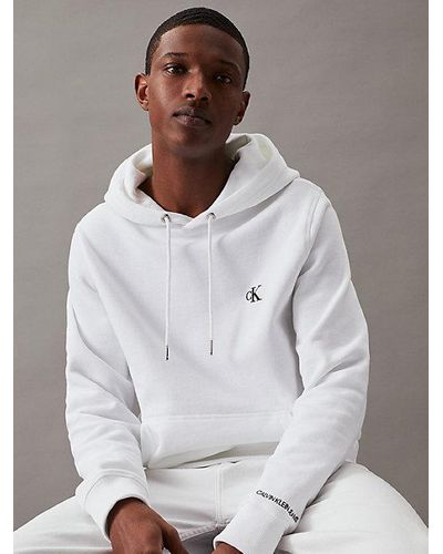 Calvin Klein Sudadera de felpa de mezcla de algod�n con capucha - Blanco