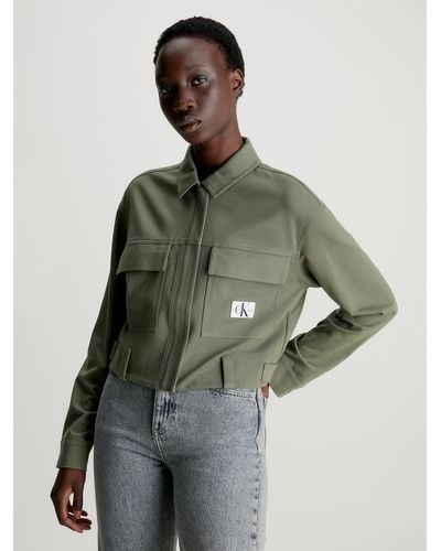 Calvin Klein Milano Jersey Zip Up Shirt Jacket - Green