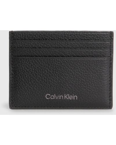Calvin Klein Leather Cardholder - - Black - Men - One Size - Gris