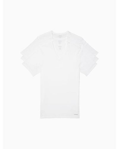 Calvin Klein Cotton Slim Fit 3-pack V-neck T-shirt - White