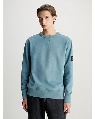 Calvin Klein Badstof Monogram Sweatshirt Met Embleem - Blauw