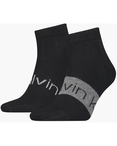 Calvin Klein 2 Pack Logo Ankle Socks - - Black - Men - 43-46 - Noir