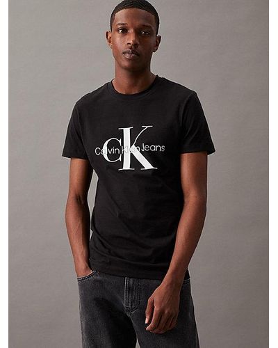 Calvin Klein Slim Monogram T-shirt - - Black - Men - XS - Blau