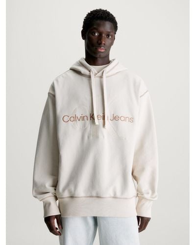 Calvin Klein Sweat à capuche oversize avec monogramme - Neutre