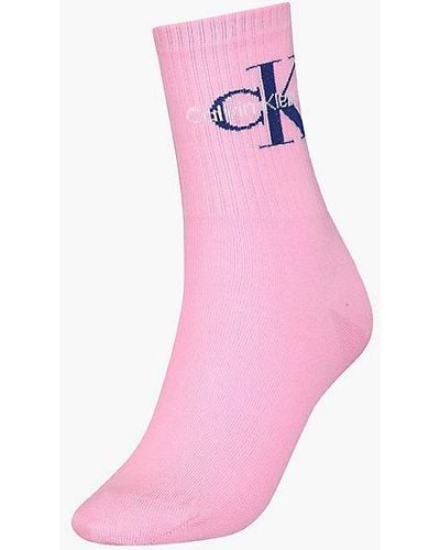 Calvin Klein Logo Crew Socks - - Pink - Women - One Size - Rosa