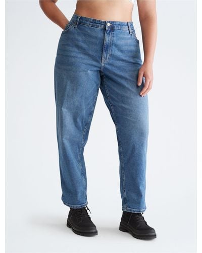 Calvin Klein Plus Size Boyfriend Slim Fit Mid Rise Light Blue Jeans