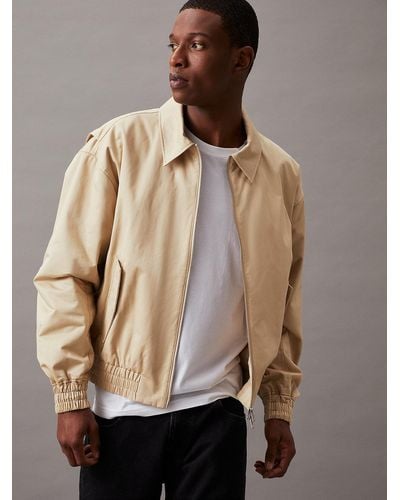 Calvin Klein Relaxed Cotton Twill Bomber Jacket - Natural