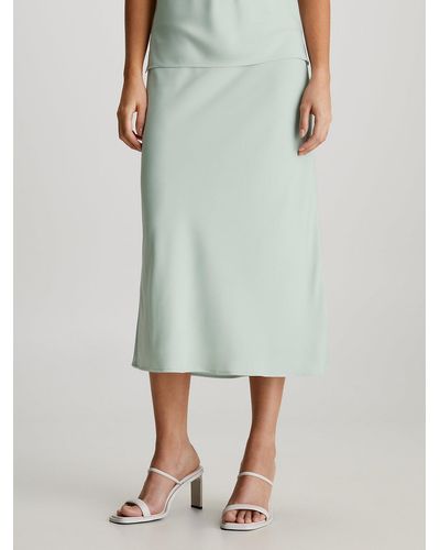 Calvin Klein Slim Crepe Midi Skirt - Green