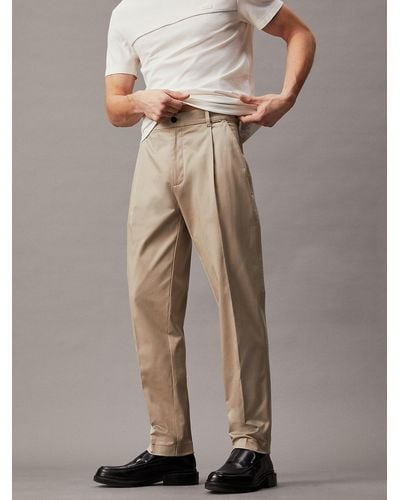 Calvin Klein Cropped Tapered Trousers - Natural