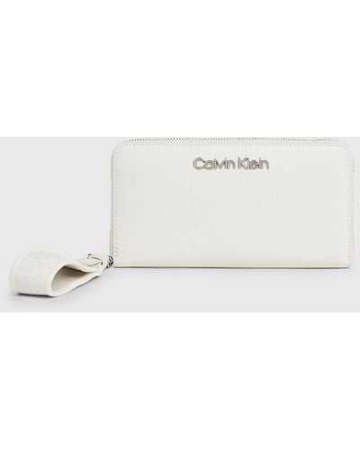 Calvin Klein Rfid Wristlet Zip Around Wallet - Natural