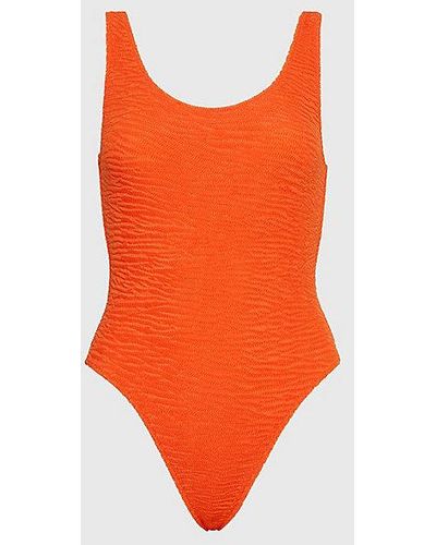 Calvin Klein Cut-out-Badeanzug - CK Texture - Orange