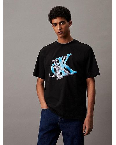 Calvin Klein Oversized Monogramm-T-Shirt - Schwarz