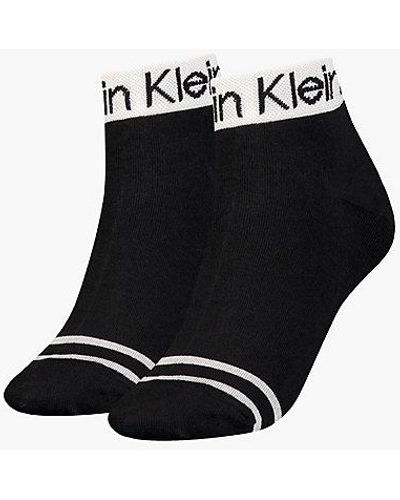 Calvin Klein Pack de 2 pares de calcetines tobilleros de rayas - Negro