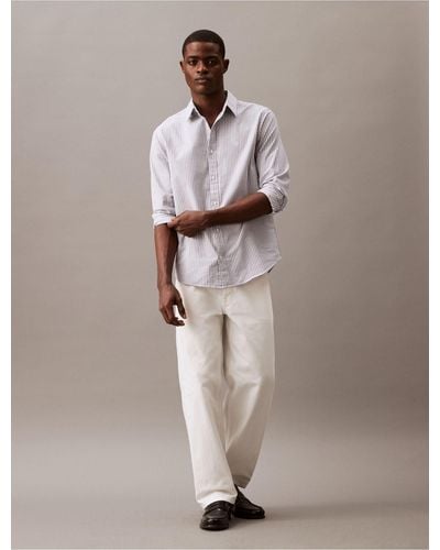 Calvin Klein Stripe Oxford Classic Button-down Shirt - Natural