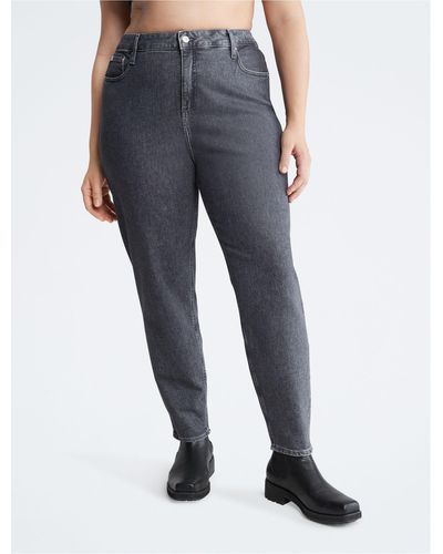 Calvin Klein Plus Size Mom Fit Jeans - Grey