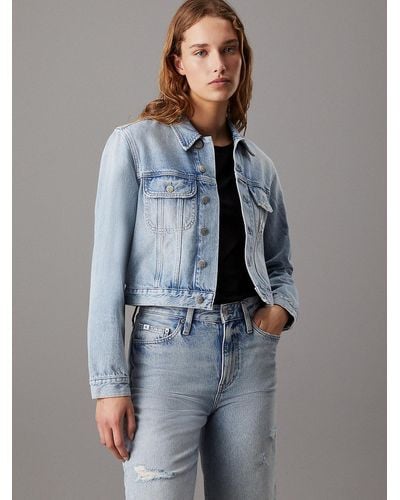 Calvin Klein Cropped 90's Denim Jacket - Blue