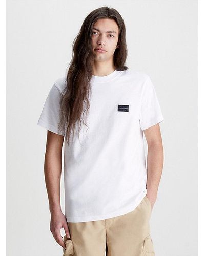 Calvin Klein T-shirt Met Embleem Van Gerecycled Katoen - Wit
