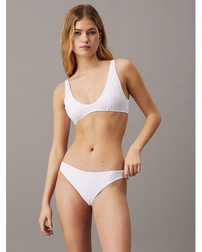 Calvin Klein Triangle Bikini Top - Archive Rib - White