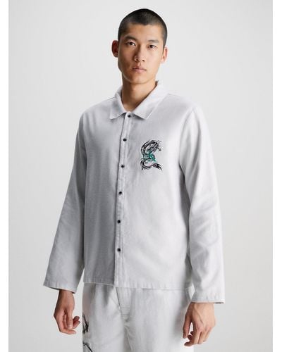 Calvin Klein Cotton Flannel Pyjama Top - White