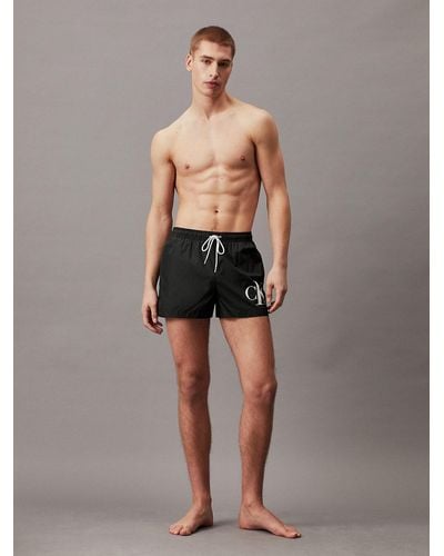 Calvin Klein Short Drawstring Swim Shorts - Ck Monogram - Grey