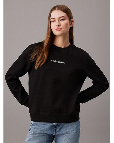 Calvin Klein Sweatshirt Van Fleece Katoenmix - Zwart