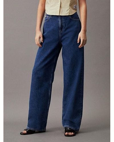 Calvin Klein High Rise Relaxed Jeans - Azul