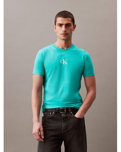 Calvin Klein Slim Monogram T-shirt - Pride - Blue
