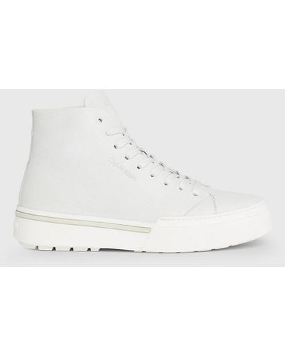 Calvin Klein Leather High-top Trainers - Natural