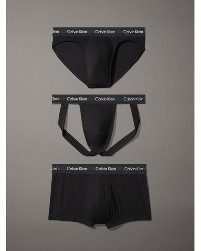 Calvin Klein 3 Pack Trunks, Briefs And Jock Strap - Pride - Black