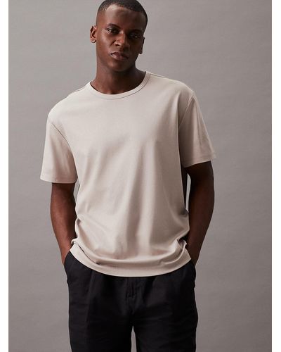 Calvin Klein Mercerized Cotton T-shirt - Natural