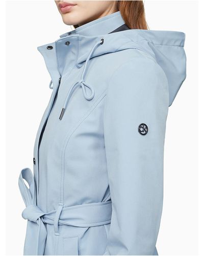 Calvin Klein Soft Shell Double Layer Belted Raincoat + Face Mask - Blue