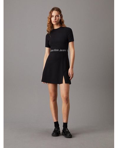 Calvin Klein Milano Jersey Logo Tape Dress - Black
