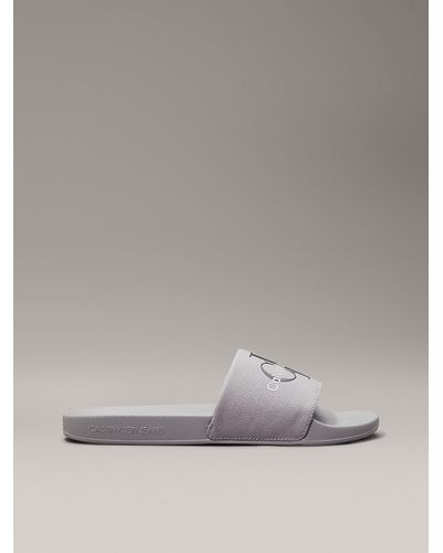 Calvin Klein Textured Sliders - Grey