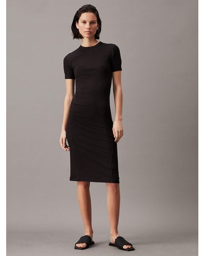 Calvin Klein Slim Modal Midi Dress - Black