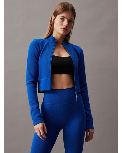 Calvin Klein Veste courte avec fermeture éclair sur toute la longueur - Bleu