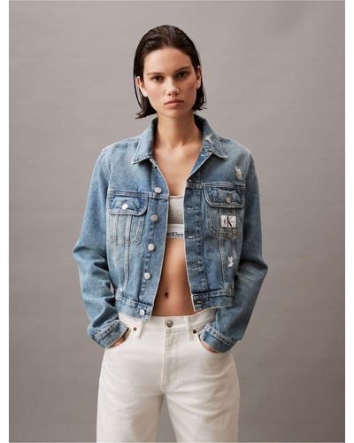 Calvin Klein Cropped 90s Denim Jacket - Blue