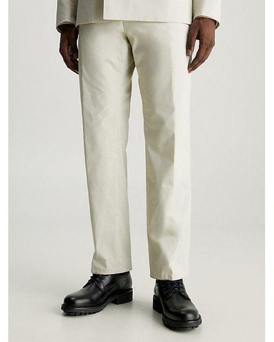 Calvin Klein Anzughose aus technischer Baumwolle - Natur