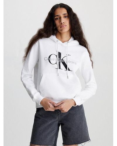 Calvin Klein Monogram Hoodie - - White - Women - Xxs - Wit