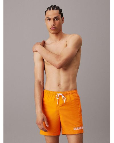 Calvin Klein Medium Drawstring Swim Shorts - Intense Power - Orange