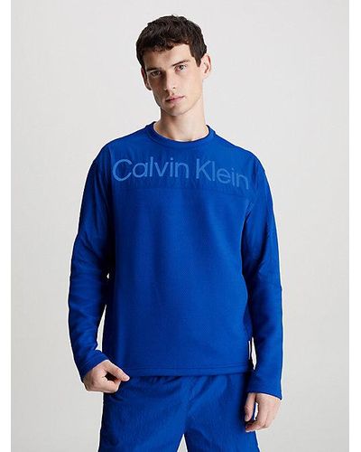 Calvin Klein Jacquard Sweatshirt Met Zakken - Blauw
