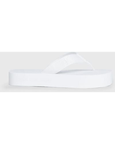 Calvin Klein Platform Flip Flops - White